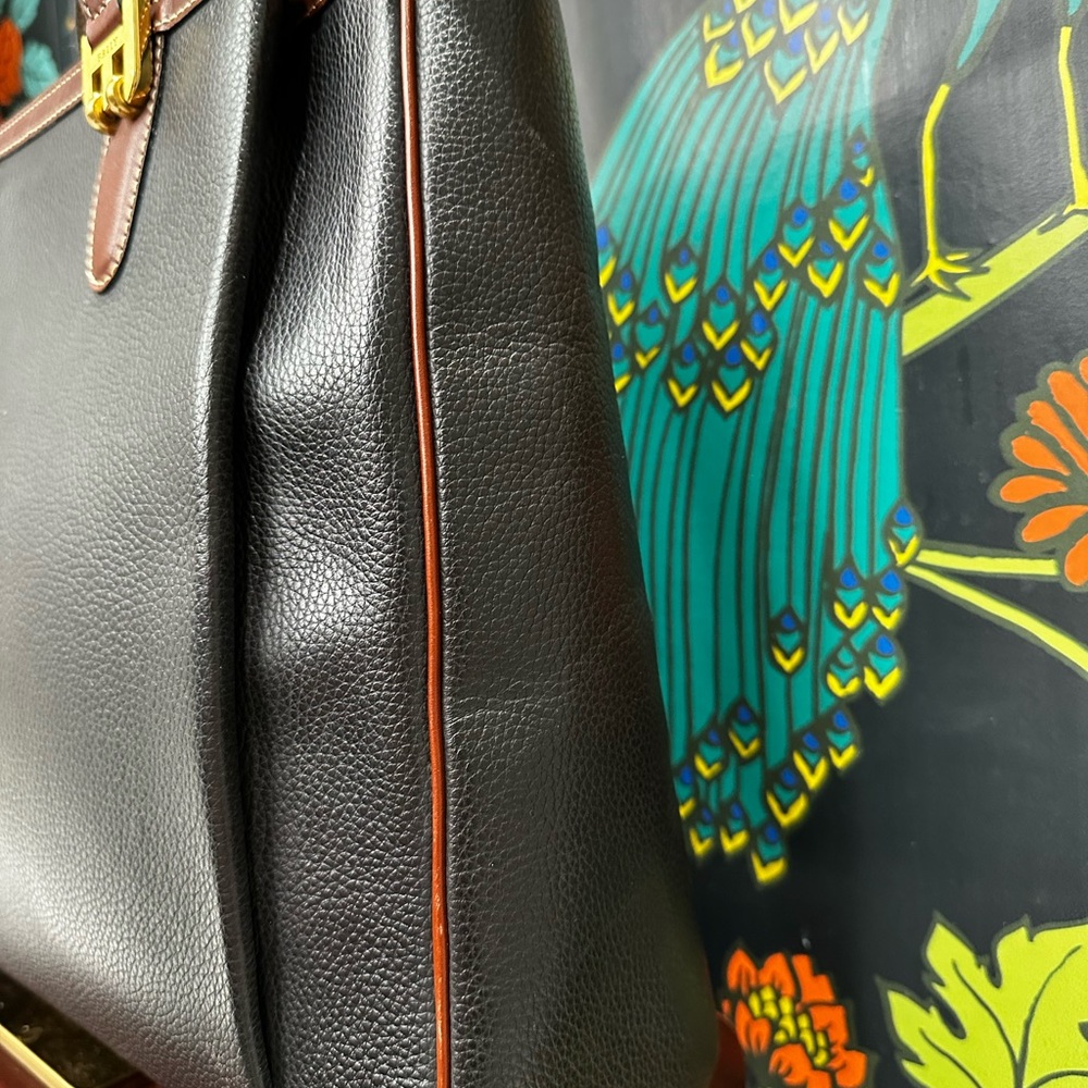 Sold live! Vintage Bally Black Pebbled Leather Large Zippered Tote with Dust Bag - Picture 9 of 15